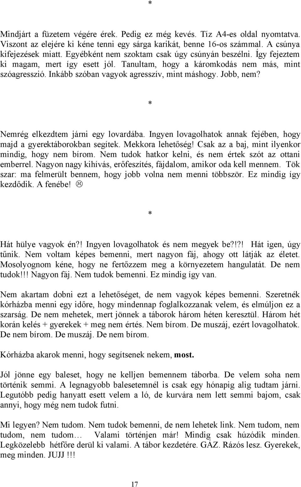 Jobb, nem? Nemrég elkezdtem járni egy lovardába. Ingyen lovagolhatok annak fejében, hogy majd a gyerektáborokban segítek. Mekkora lehetőség! Csak az a baj, mint ilyenkor mindig, hogy nem bírom.