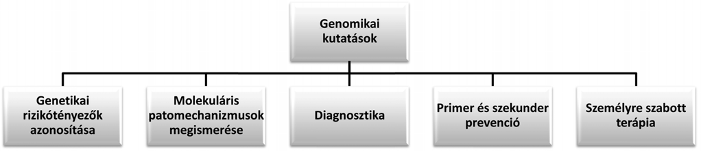 2. ábra A genomikai kutatások klinikai vonatkozásai.