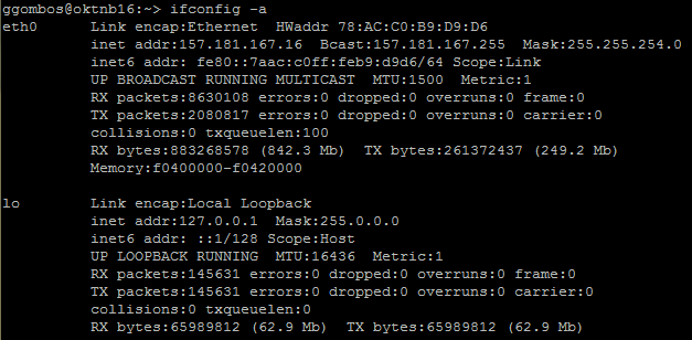 Ifconfig Hálózati interface-k listája
