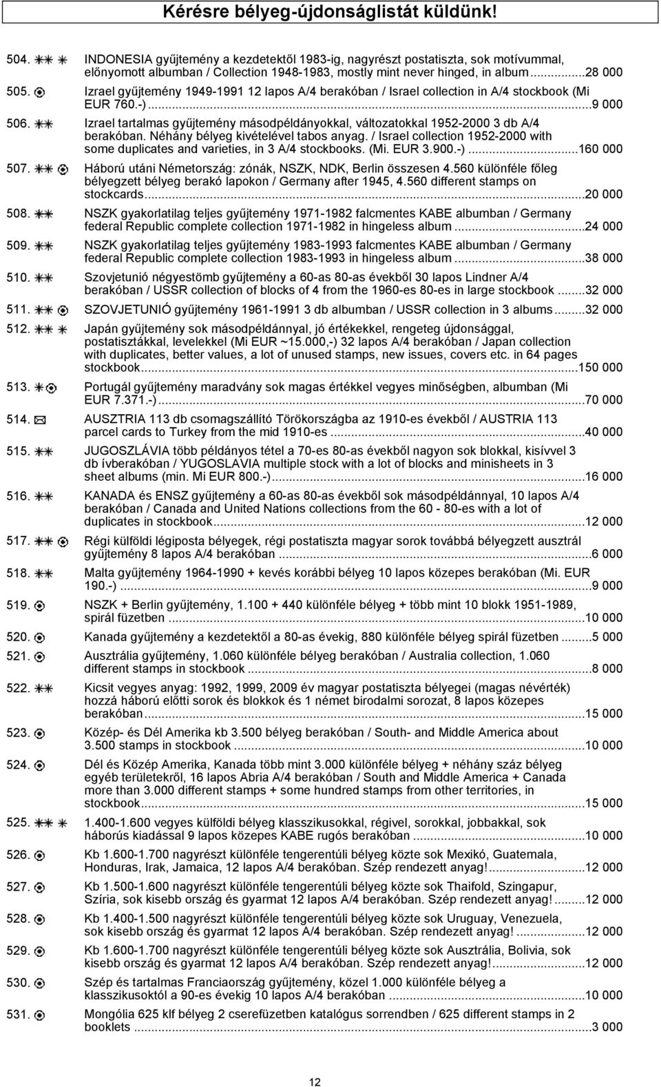 Izrael gyűjtemény 1949-1991 12 lapos A/4 berakóban / Israel collection in A/4 stockbook (Mi EUR 760.-)...9 000 506.