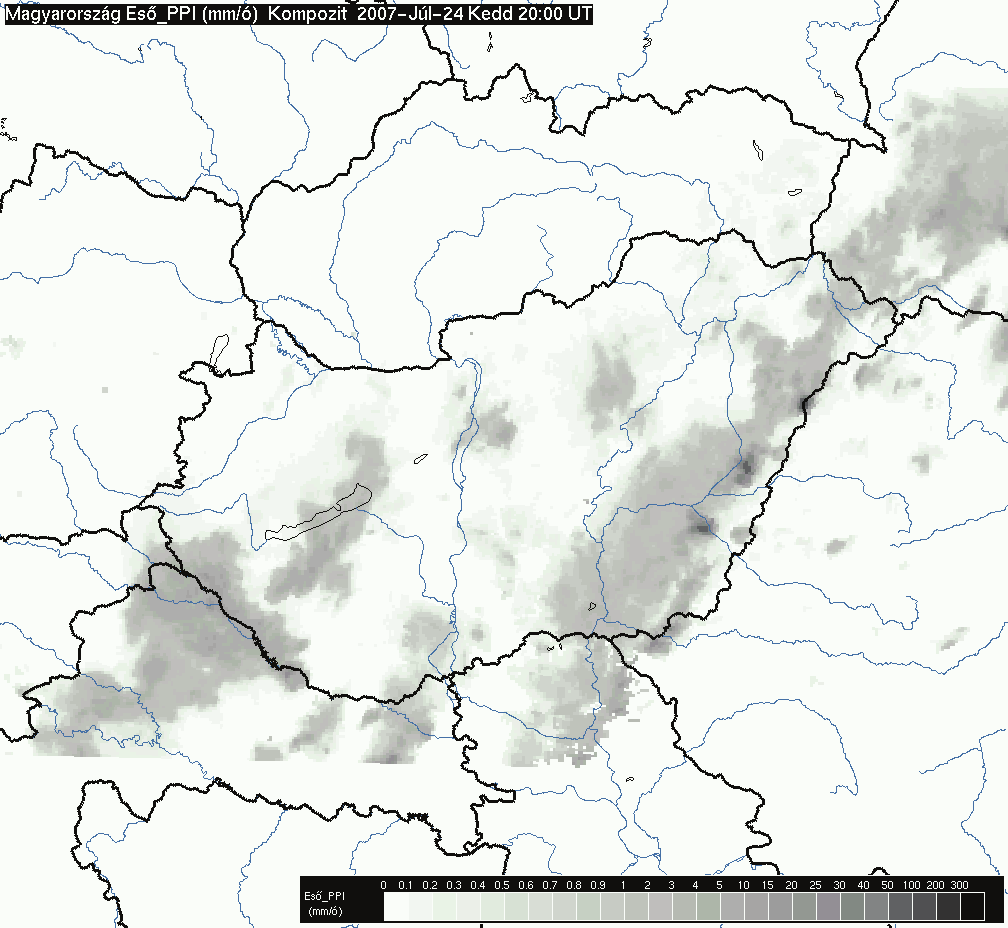 234 Á C S H O R V Á T H B R E U E R 5. ábra Doppler-radar megfigyelések alapján becsült csapadékmező 2007. július 24-én 20.