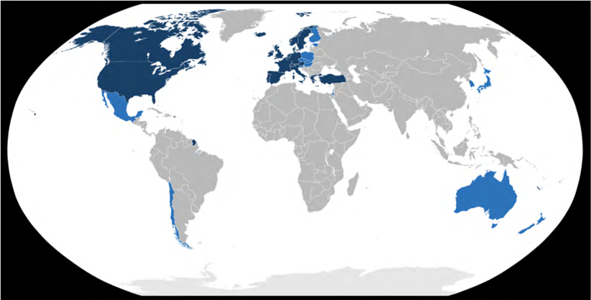 OECD tagállamok OECD: Organisation for Economic Co-operation and Development (Gazdasági