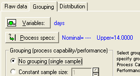 Egyoldali specifikáció 15. példa A. R. Tenner, I. J. DeToro: Total Quality Management, Addison-Wesley, 1992 Táppénz-kifizetések időzítésének képességvizsgálata.