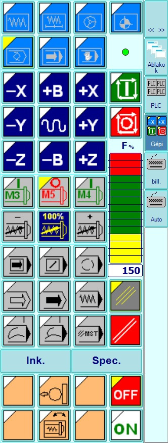 Gépi panel Ez a legfontosabb kezelői elem. A szoftveres gépi panelen található gombok mind funkciójukban, mind kinézetükben (rajtuk lévő piktogramok) megegyeznek a fizikai gépi kezelői panellal.