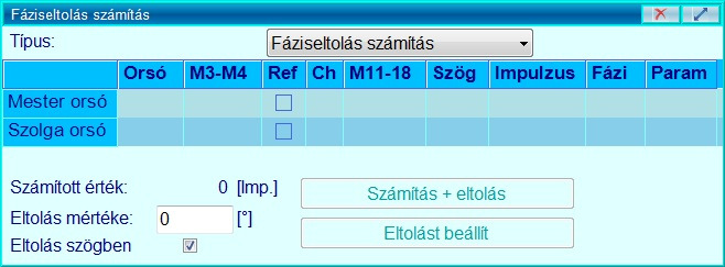 Orsók fázisban eltolt hajtása (egytengelyű munkadarab-átfogás) Ezzel a funkcióval több orsós gépeken tudjuk az egyes orsókat egymáshoz képest fázisban(szögben) eltoltan, de egyenlő fordulatszámmal