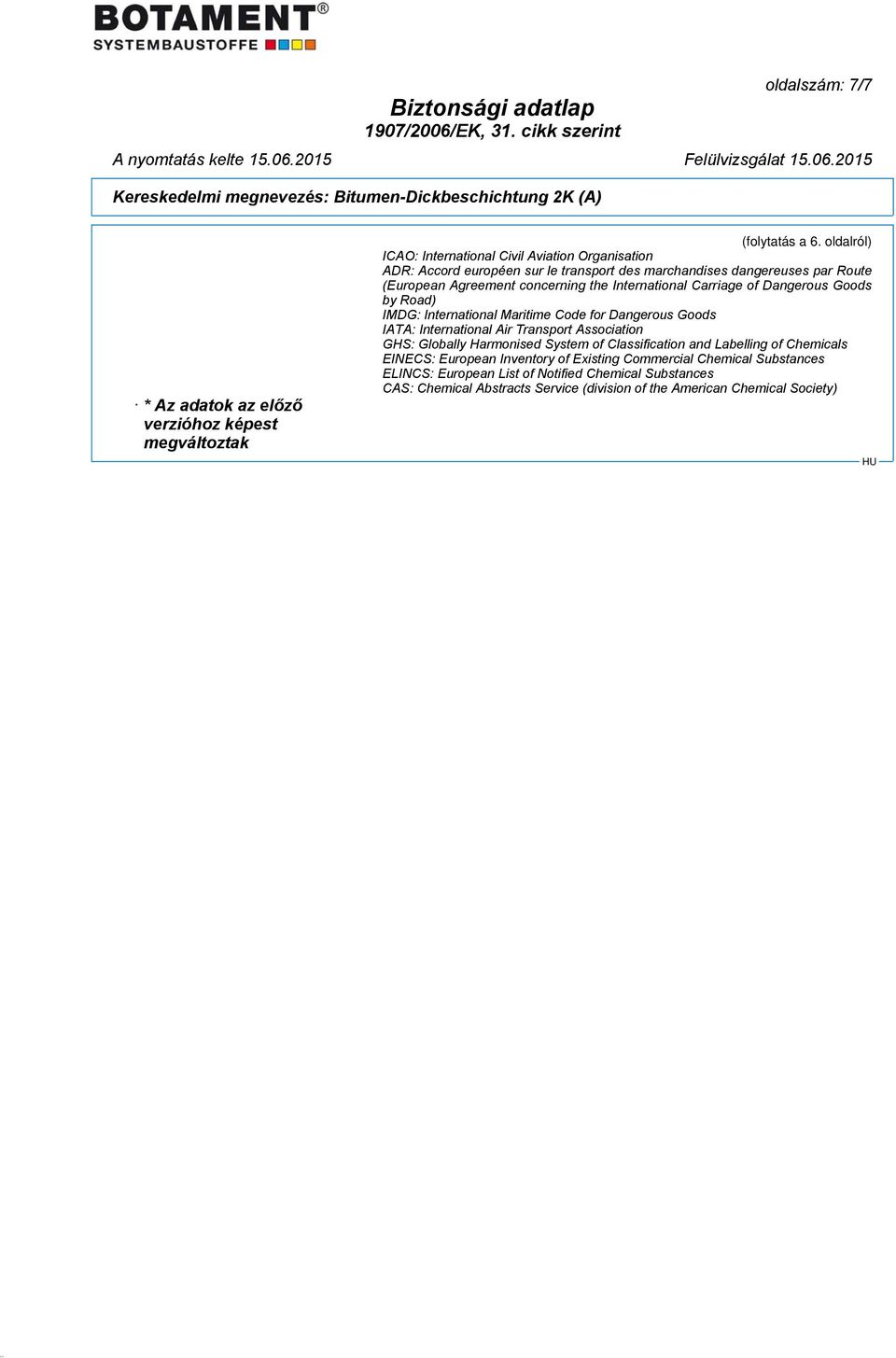 International Carriage of Dangerous Goods by Road) IMDG: International Maritime Code for Dangerous Goods IATA: International Air Transport Association GHS: Globally