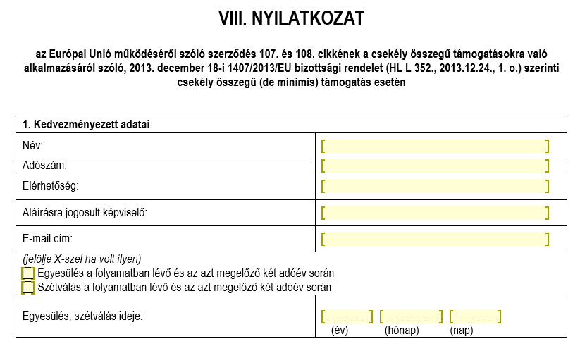 Ha nem volt de minimis támogatása, akkor