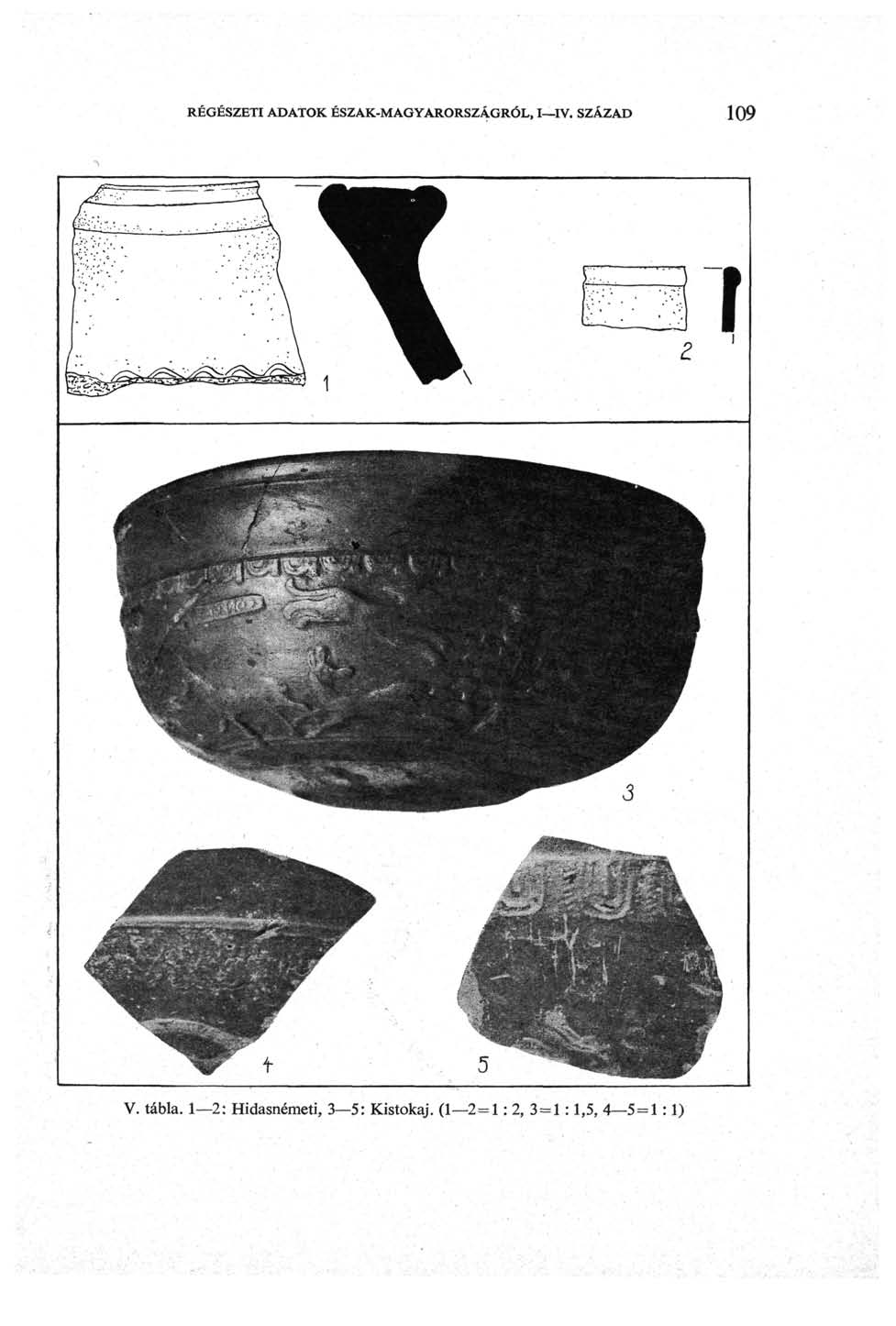 RÉGÉSZETI ADATOK ÉSZAK-MAGYARORSZÁGRÓL, I IV. SZÁZAD 109 V.