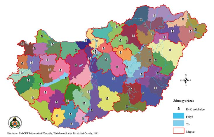 Katasztrófavédelmi kirendeltségek illetékességi területe Őrsprogram Az őrsprogram keretében 2012. április 1-től 16 őrs kezdte meg működését, és a tervek alapján 2014.