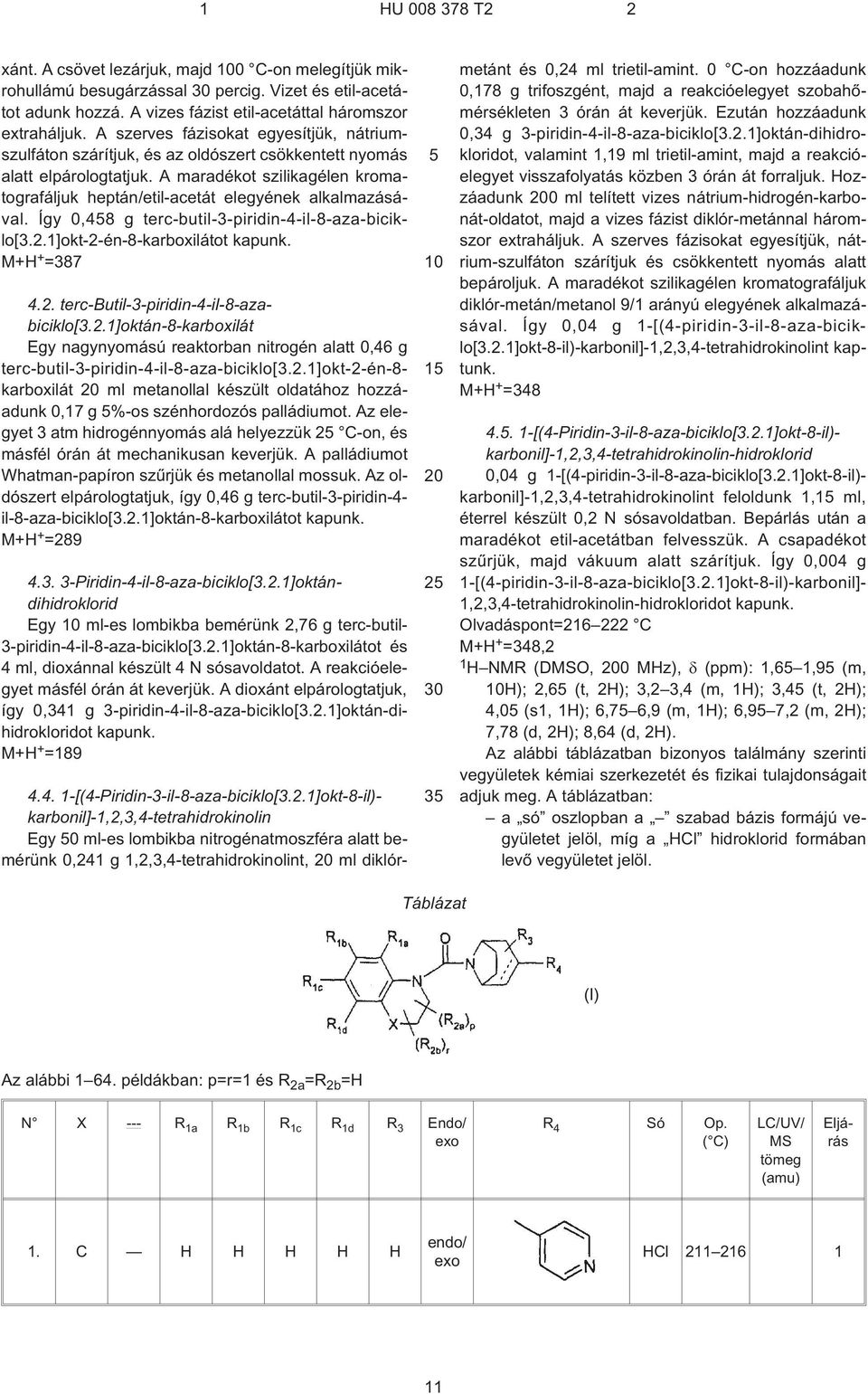 A maradékot szilikagélen kromatografáljuk heptán/etil-acetát elegyének alkalmazásával. Így 0,48 g terc-butil-3-piridin-4-il-8-aza-biciklo[3.2.1]okt-2-én-8-karboxilátot M+H + =387 4.2. terc-butil-3-piridin-4-il-8-azabiciklo[3.