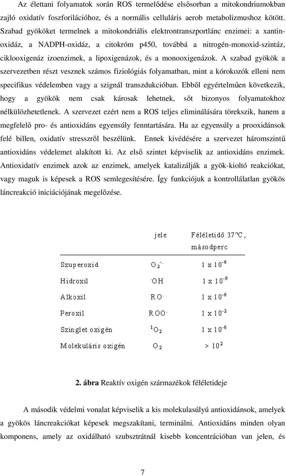 lipoxigenázok, és a monooxigenázok. A szabad gyökök a szervezetben részt vesznek számos fiziológiás folyamatban, mint a kórokozók elleni nem specifikus védelemben vagy a szignál transzdukcióban.