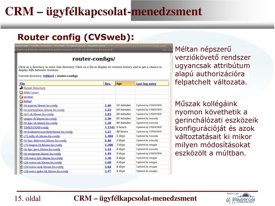 Műszak kollégáink nyomon követhetik a gerinchálózati eszközeik