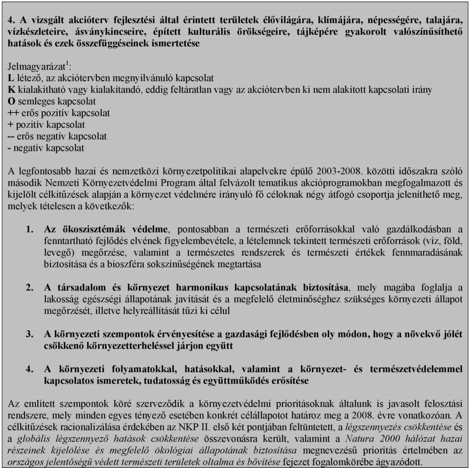 akciótervben ki nem alakított kapcsolati irány O semleges kapcsolat ++ erős pozitív kapcsolat + pozitív kapcsolat -- erős negatív kapcsolat - negatív kapcsolat A legfontosabb hazai és nemzetközi