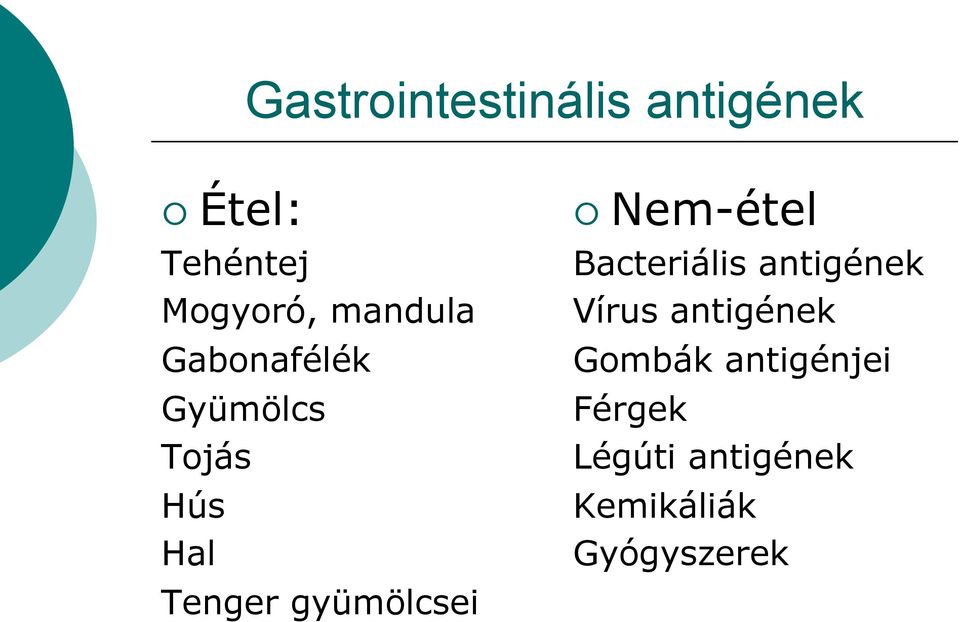 gyümölcsei Nem-étel Bacteriális antigének Vírus