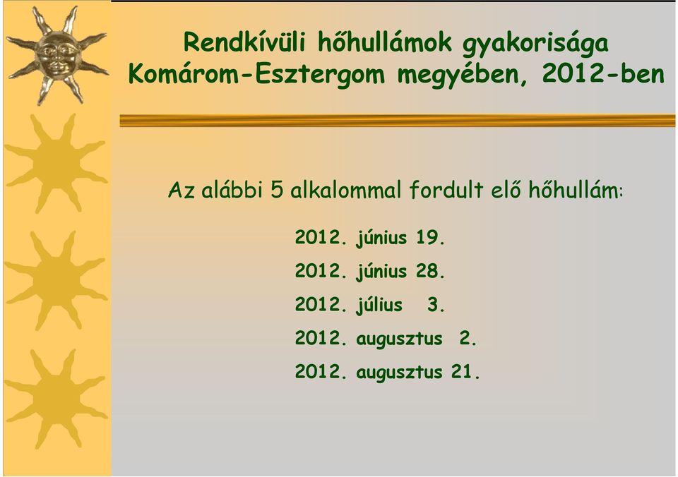 alkalommal fordult elő hőhullám: 2012. június 19.