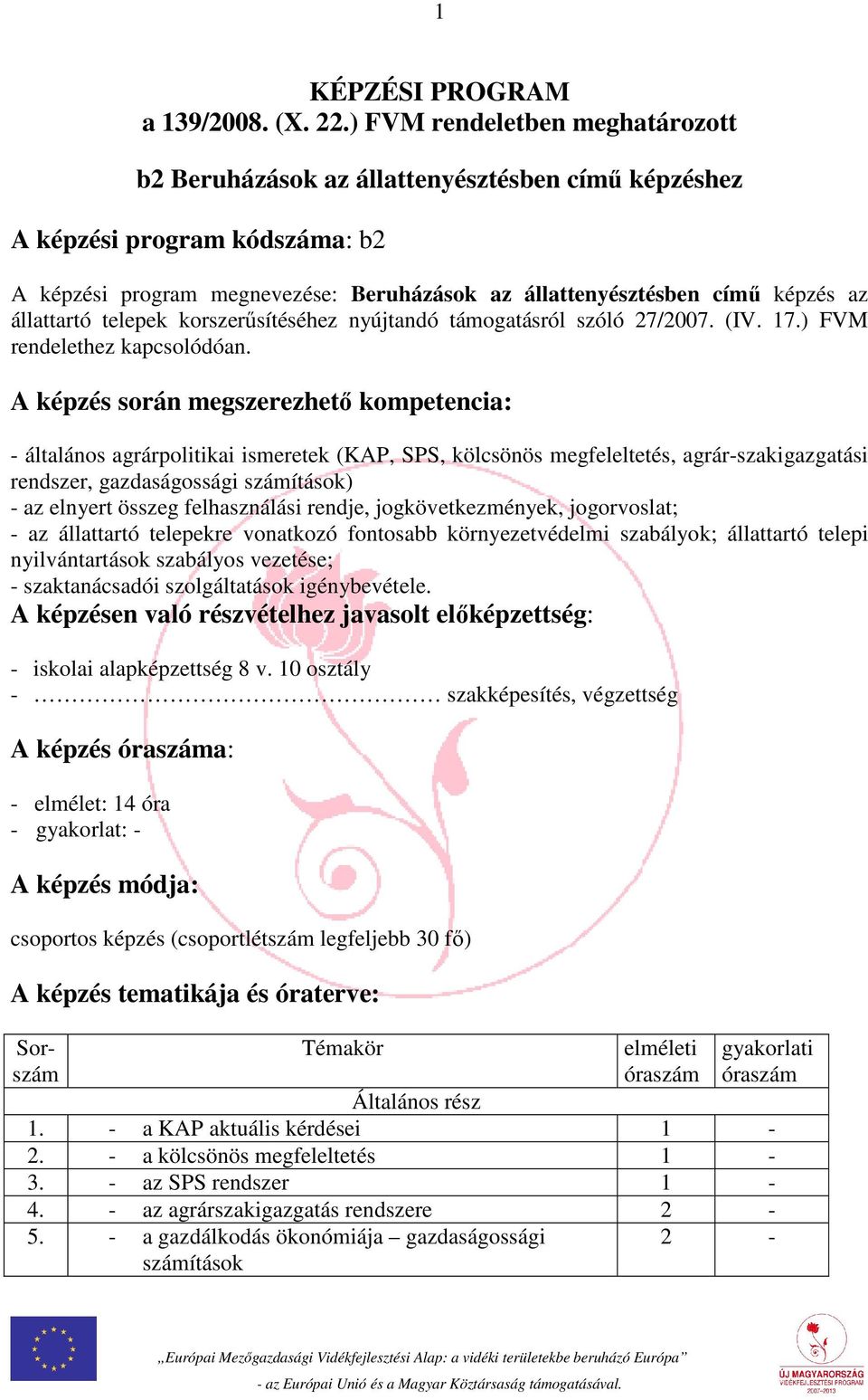 állattartó telepek korszerűsítéséhez nyújtandó támogatásról szóló 27/2007. (IV. 17.) FVM rendelethez kapcsolódóan.