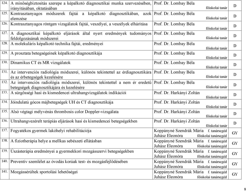 A diagnosztikai képalkotó eljárások által nyert eredmények tudományos Prof. r. Lombay Béla feldolgozásának módszerei 128. A molekuláris képalkotó technika fajtái, eredményei Prof. r. Lombay Béla 129.