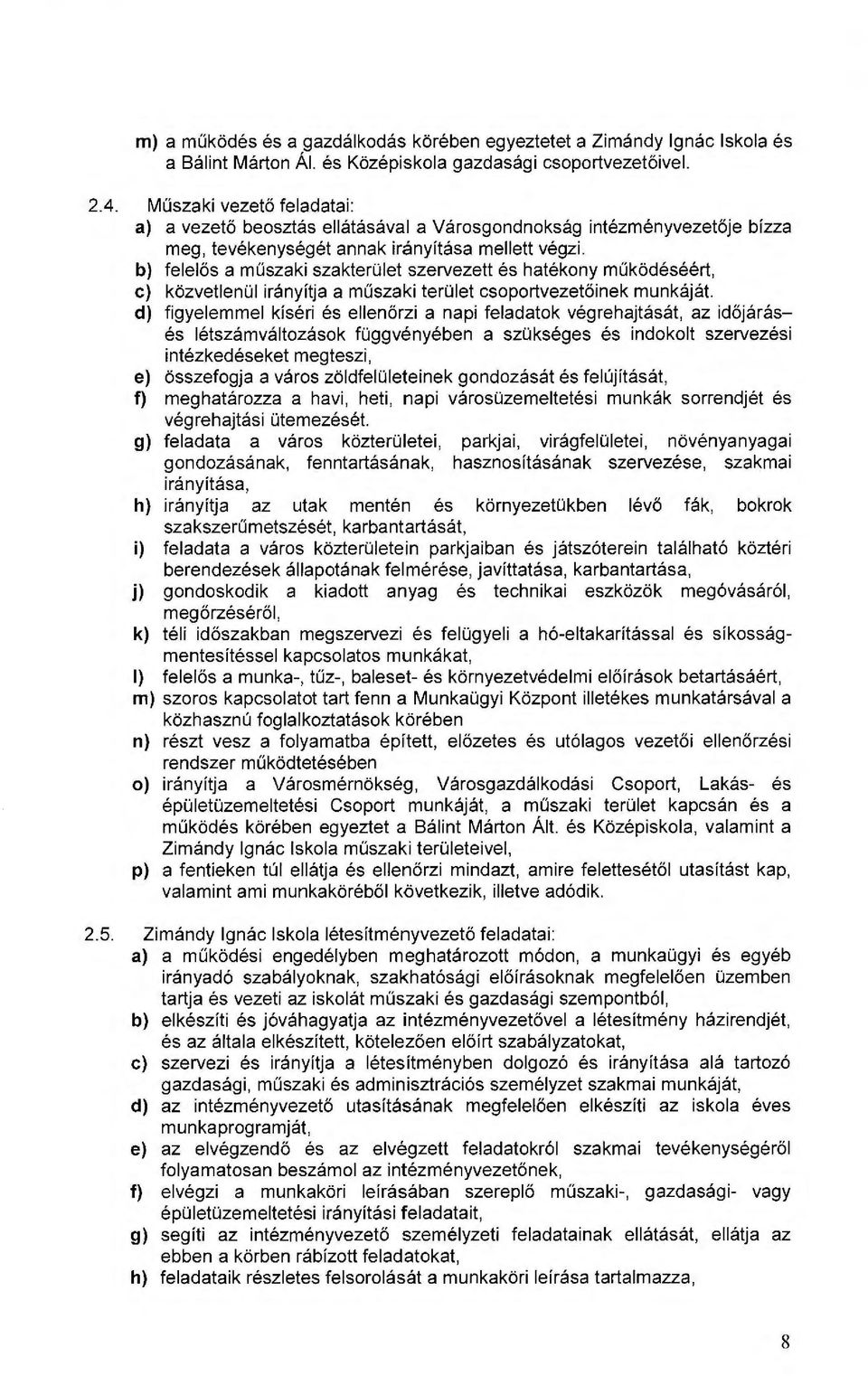 b) felelős a műszaki szakterület szervezett és hatékony működéséért, e) közvetlenül irányítja a műszaki terület csoportvezetőinek munkáját.