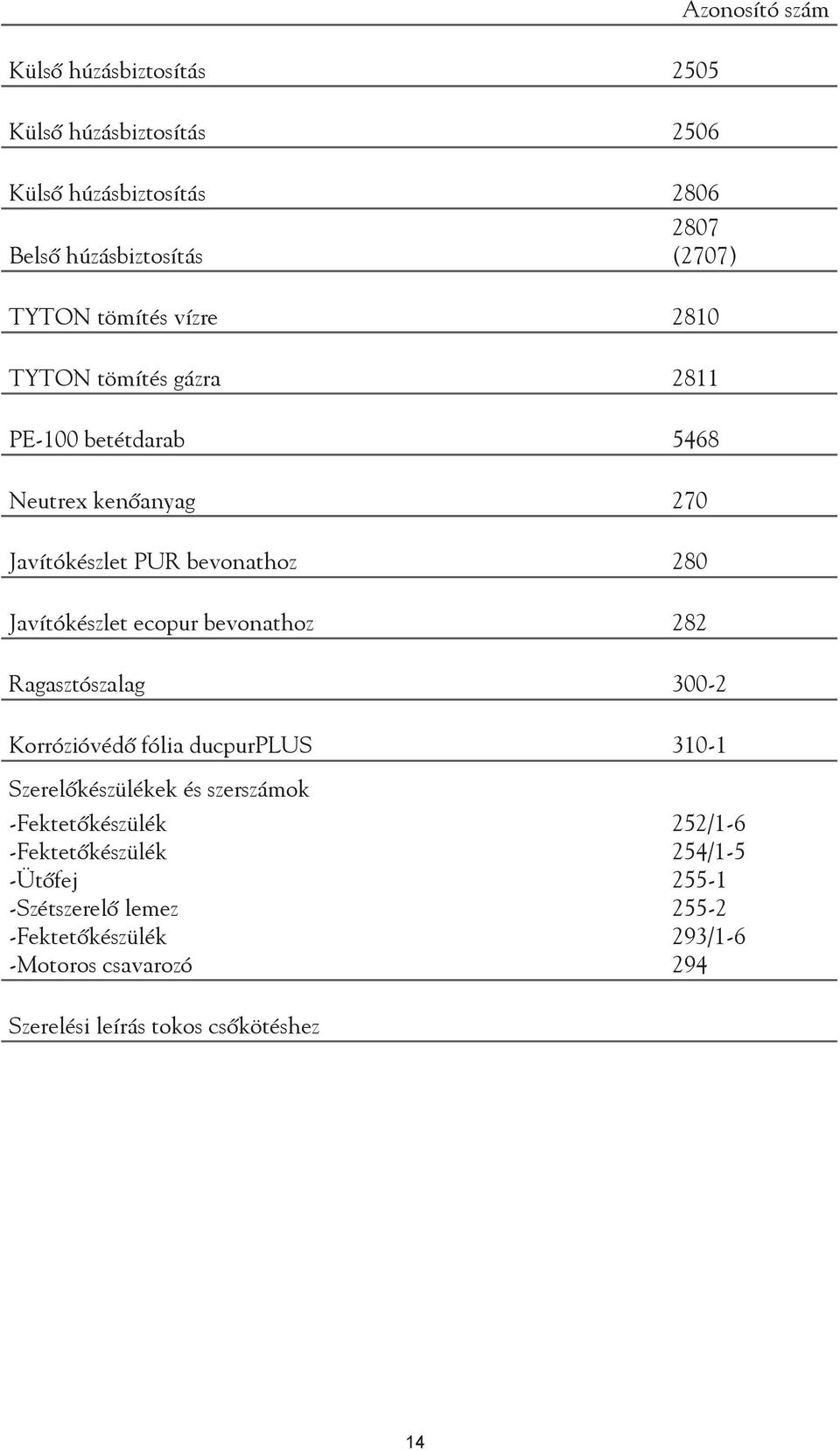 ecopur bevonathoz 282 Ragasztószalag 300-2 Korrózióvédő fólia ducpurplus 310-1 Szerelőkészülékek és szerszámok -Fektetőkészülék