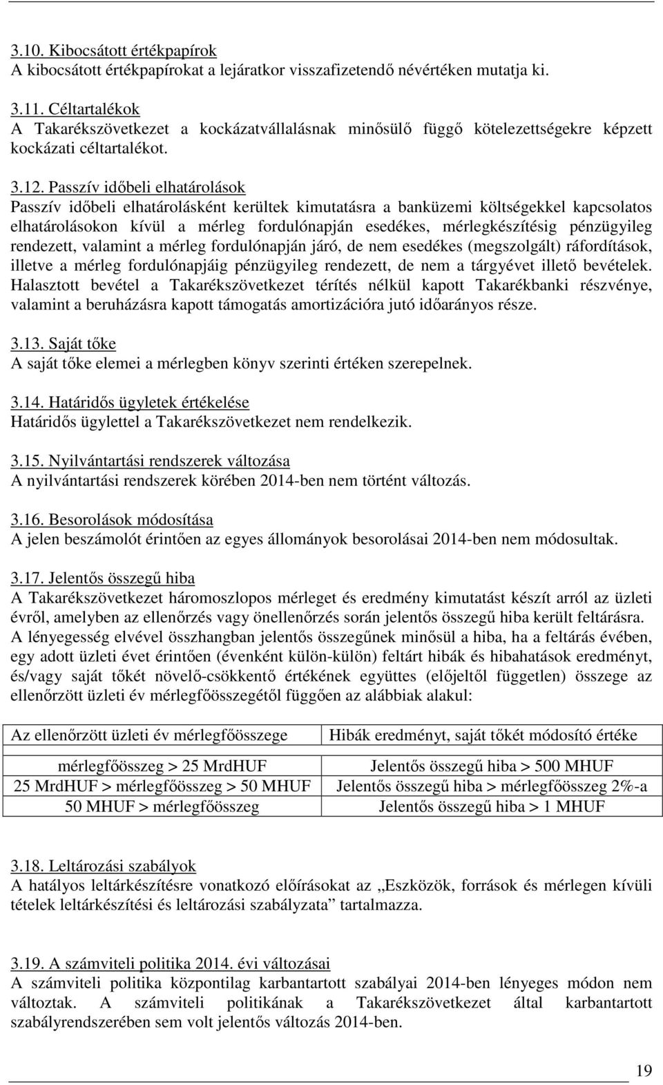 Passzív időbeli elhatárolások Passzív időbeli elhatárolásként kerültek kimutatásra a banküzemi költségekkel kapcsolatos elhatárolásokon kívül a mérleg fordulónapján esedékes, mérlegkészítésig