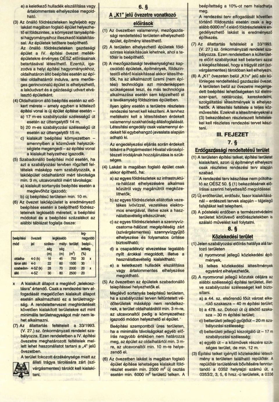 Az önálló földrészleteken gazdasági épület a IV. építési övezet melléképületekre érvényes OÉSZ előírásainak betartásával létesíthető.