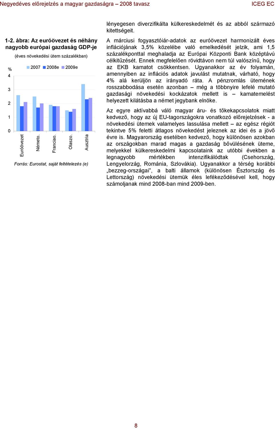 Ausztria Forrás: Eurostat, saját feltételezés (e) A márciusi fogyasztóiár-adatok az euróövezet harmonizált éves inflációjának 3,5 közelébe való emelkedését jelzik, ami 1,5 százalékponttal meghaladja