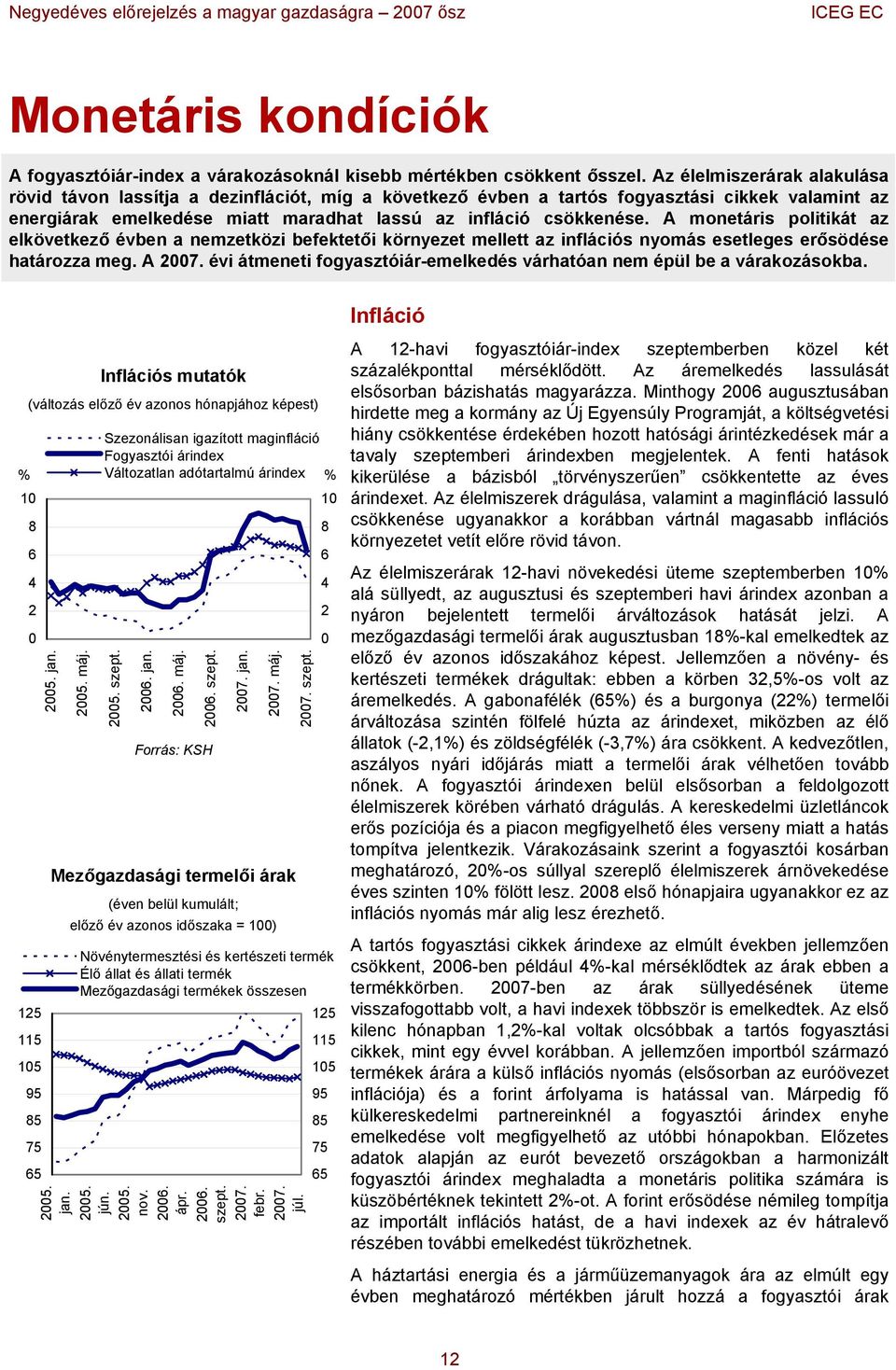 A monetáris politikát az elkövetkező évben a nemzetközi befektetői környezet mellett az inflációs nyomás esetleges erősödése határozza meg. A 27.