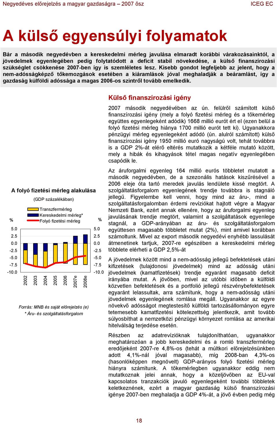 Kisebb gondot legfeljebb az jelent, hogy a nem-adósságképző tőkemozgások esetében a kiáramlások jóval meghaladják a beáramlást, így a gazdaság külföldi adóssága a magas 26-os szintről tovább