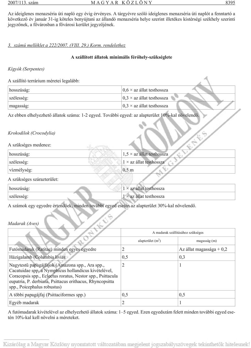 fõvárosban a fõvárosi kerület jegyzõjének. 3. számú melléklet a 222/2007. (VIII. 29.) Korm.