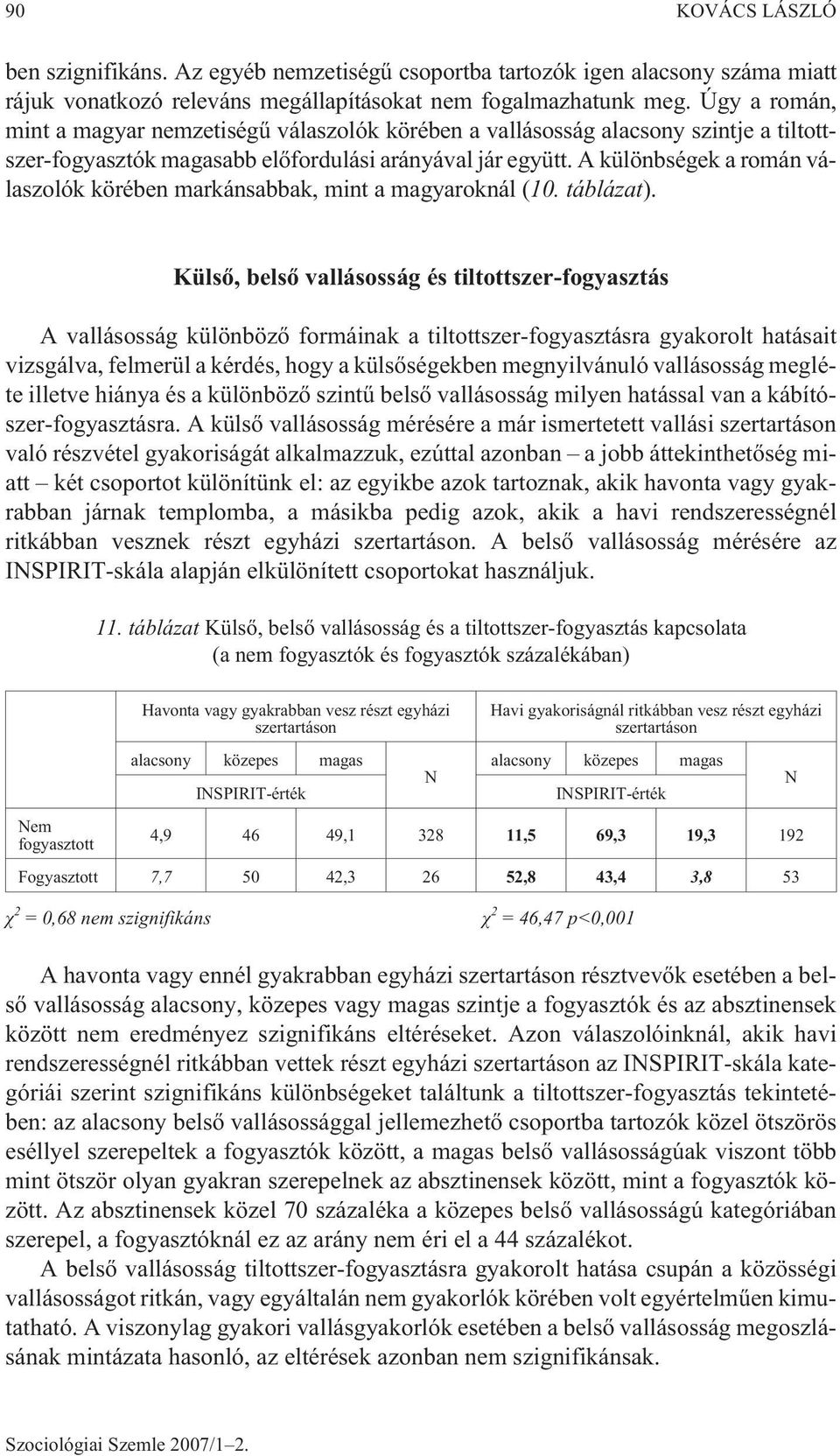 A különbségek a román válaszolók körében markánsabbak, mint a magyaroknál (10. táblázat).