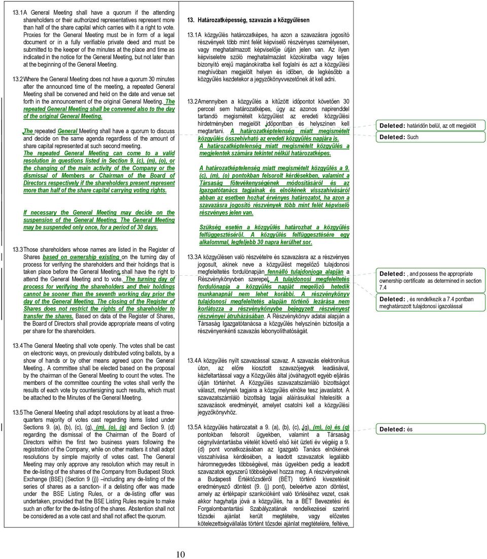 notice for the General Meeting, but not later than at the beginning of the General Meeting. 13.