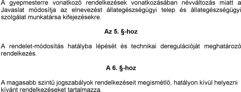 -hoz A rendelet-módosítás hatályba lépését és technikai deregulációját meghatározó rendelkezés. A 6.