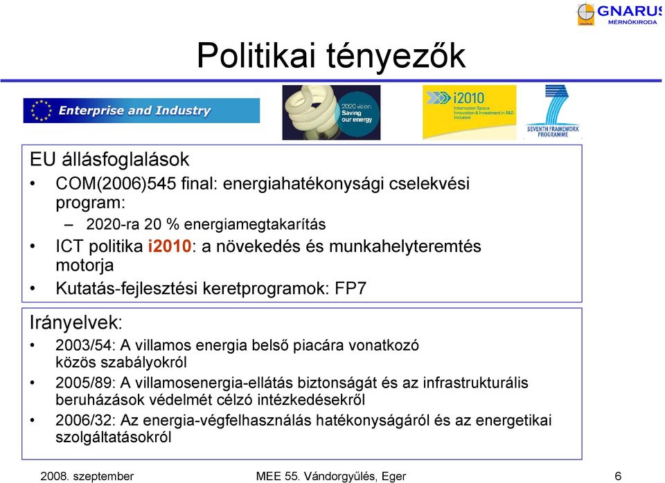 belső piacára vonatkozó közös szabályokról 2005/89: A villamosenergia-ellátás biztonságát és az infrastrukturális beruházások védelmét célzó