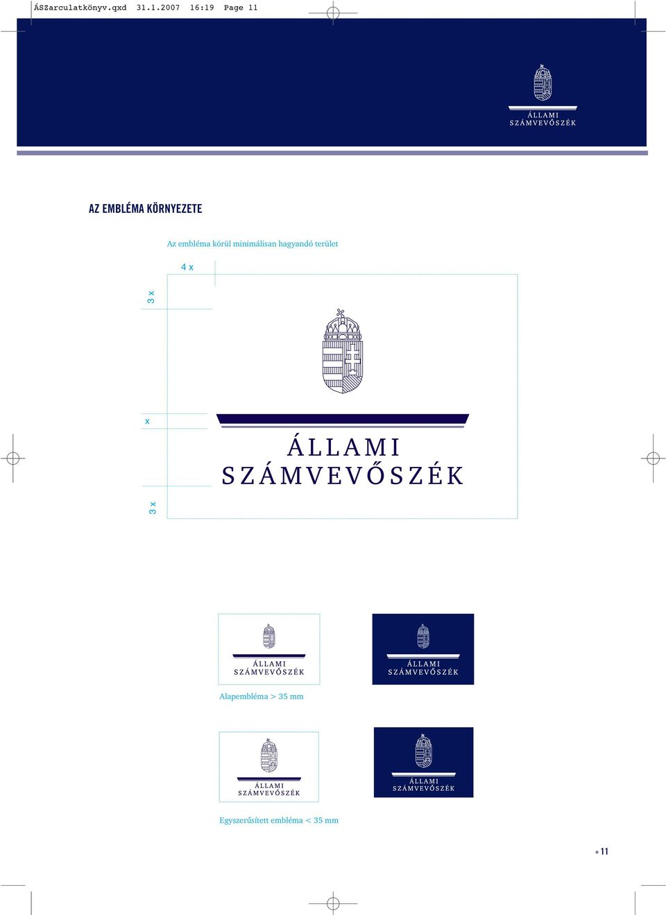 Az embléma körül minimálisan hagyandó