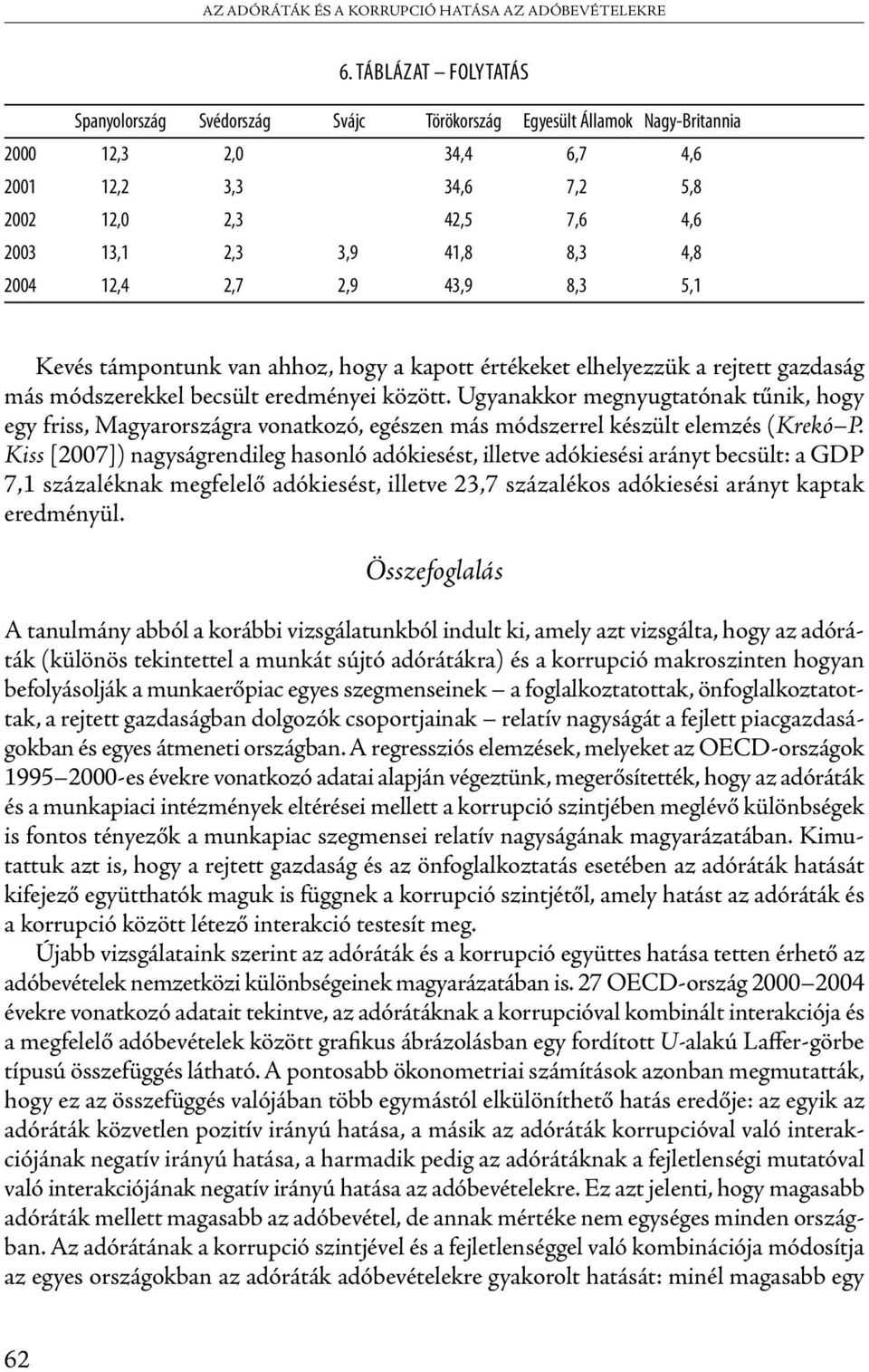 12,4 2,7 2,9 43,9 8,3 5,1 Kevés támpontunk van ahhoz, hogy a kapott értékeket elhelyezzük a rejtett gazdaság más módszerekkel becsült eredményei között.