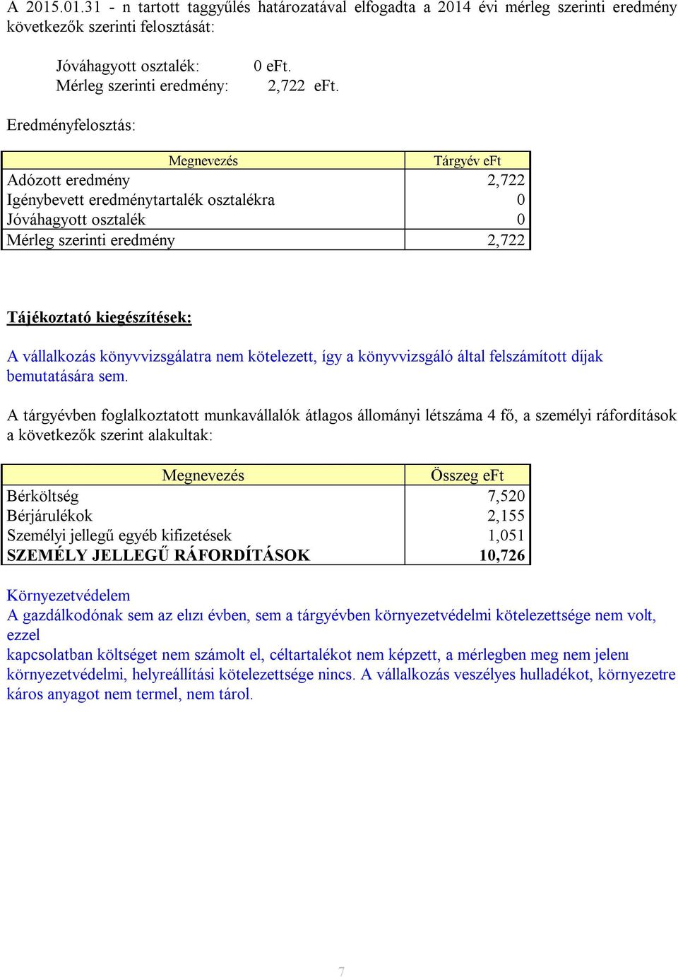 könyvvizsgálatra nem kötelezett, így a könyvvizsgáló által felszámított díjak bemutatására sem.