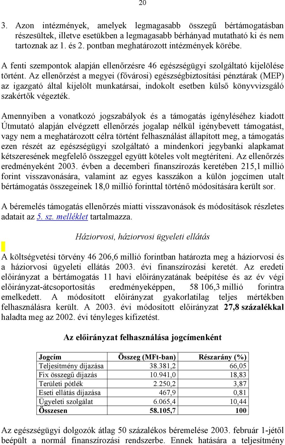 Az ellenőrzést a megyei (fővárosi) egészségbiztosítási pénztárak (MEP) az igazgató által kijelölt munkatársai, indokolt esetben külső könyvvizsgáló szakértők végezték.