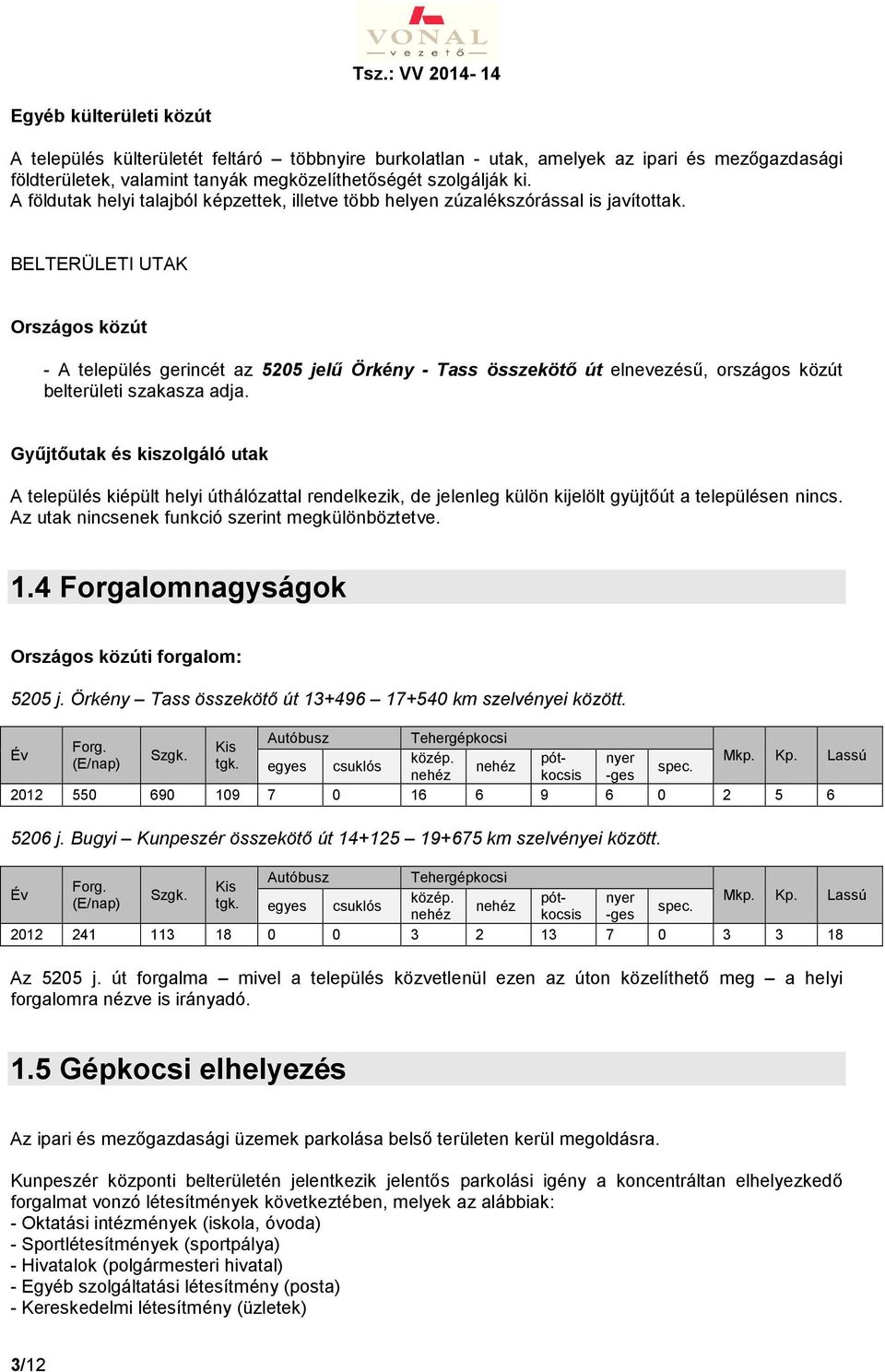 BELTERÜLETI UTAK Országos közút - A település gerincét az 5205 jelű Örkény - Tass összekötő út elnevezésű, országos közút belterületi szakasza adja.