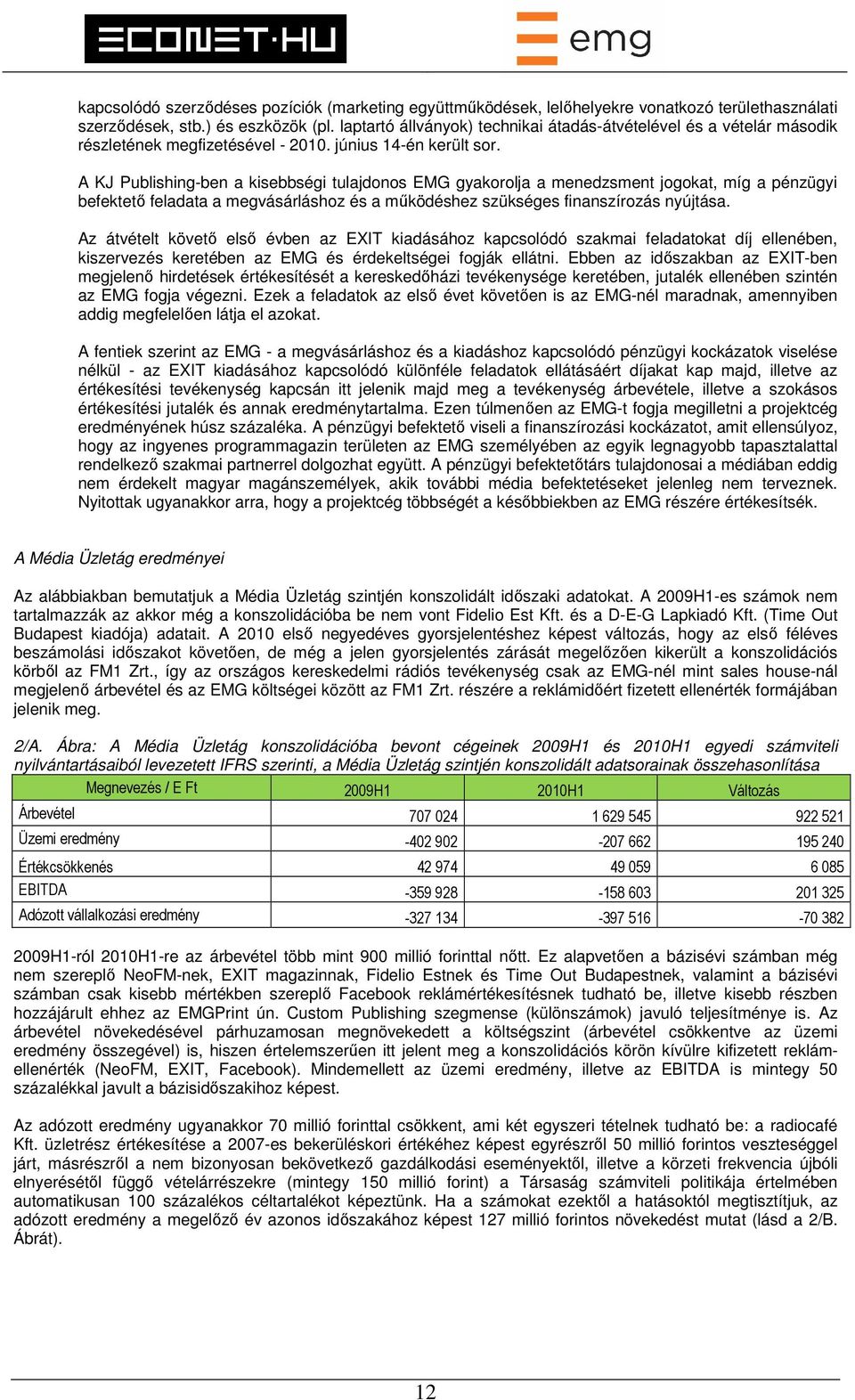 A KJ Publishing-ben a kisebbségi tulajdonos EMG gyakorolja a menedzsment jogokat, míg a pénzügyi befektető feladata a megvásárláshoz és a működéshez szükséges finanszírozás nyújtása.