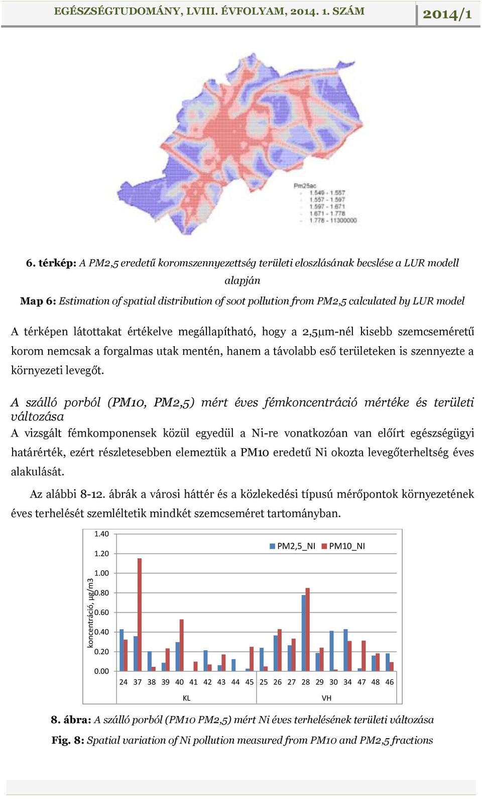 térképen látottakat értékelve megállapítható, hogy a 2,5µm-nél kisebb szemcseméretű korom nemcsak a forgalmas utak mentén, hanem a távolabb eső területeken is szennyezte a környezeti levegőt.