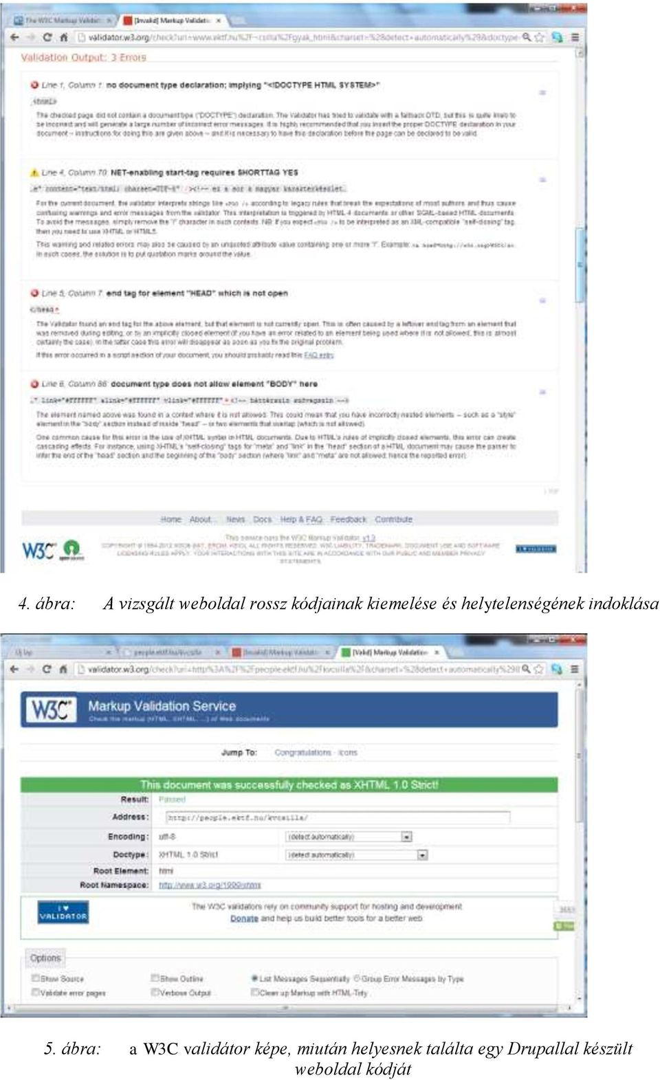 ábra: a W3C validátor képe, miután helyesnek