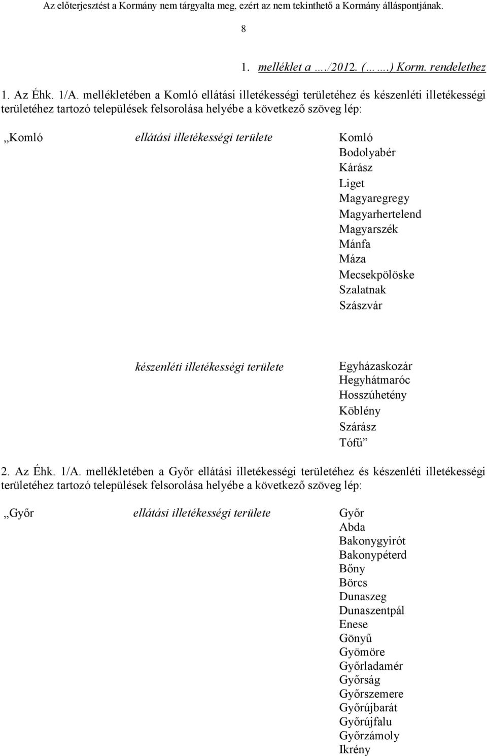 Komló Bodolyabér Kárász Liget Magyaregregy Magyarhertelend Magyarszék Mánfa Máza Mecsekpölöske Szalatnak Szászvár készenléti illetékességi területe Egyházaskozár Hegyhátmaróc Hosszúhetény Köblény