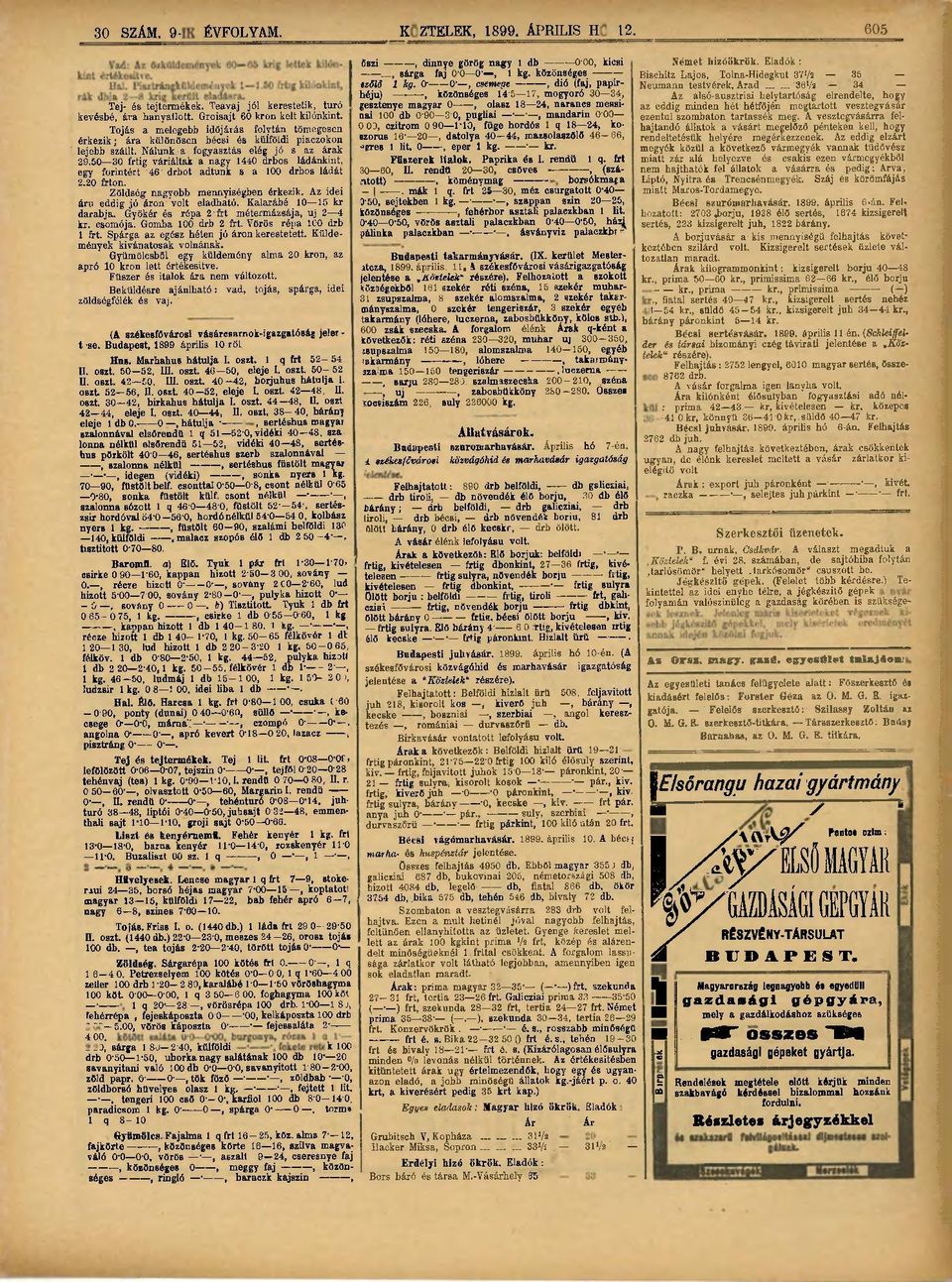 50 30 frtig váriáltak a nagy 1440 drbos ládánkint, egy forintért 46 drbot adtunk s a 100 drbos ládát 2.20 frton. Zöldség nagyobb mennyiségben érkezik. Az idei áru eddig jó áron volt eladható.