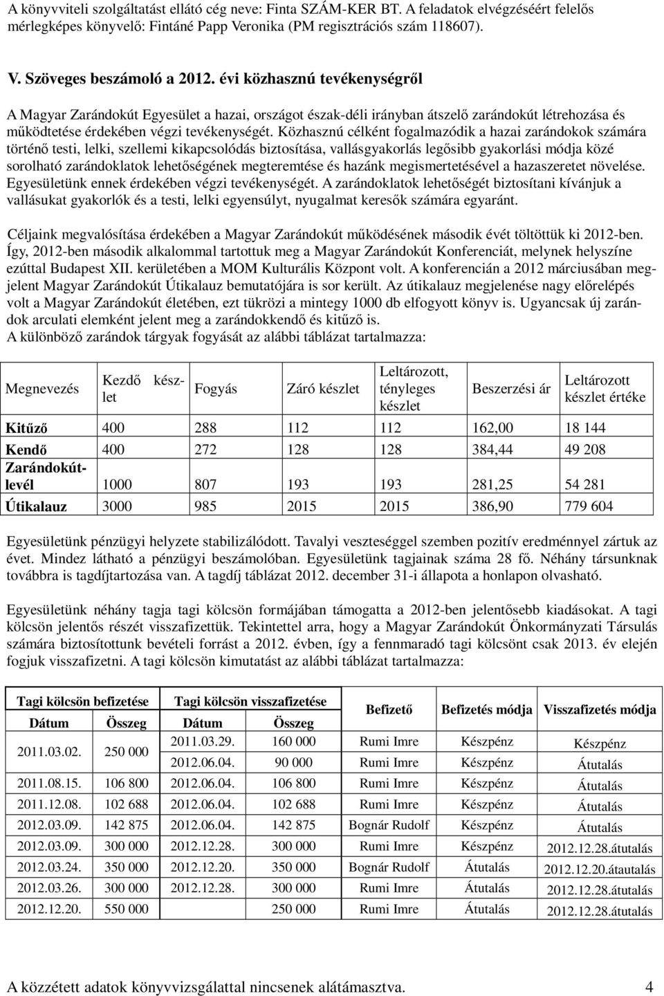 Közhasznú célként fogalmazódik a hazai zarándokok számára történő testi, lelki, szellemi kikapcsolódás biztosítása, vallásgyakorlás legősibb gyakorlási módja közé sorolható zarándoklatok