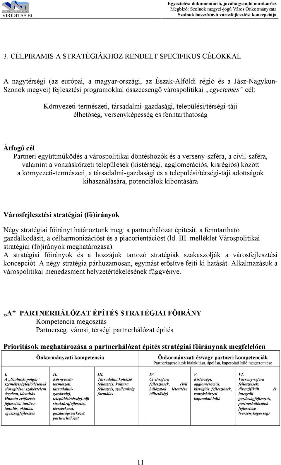 várospolitikai egyetemes cél: Környezeti-természeti, társadalmi-gazdasági, települési/térségi-táji élhetőség, versenyképesség és fenntarthatóság Átfogó cél Partneri együttműködés a várospolitikai