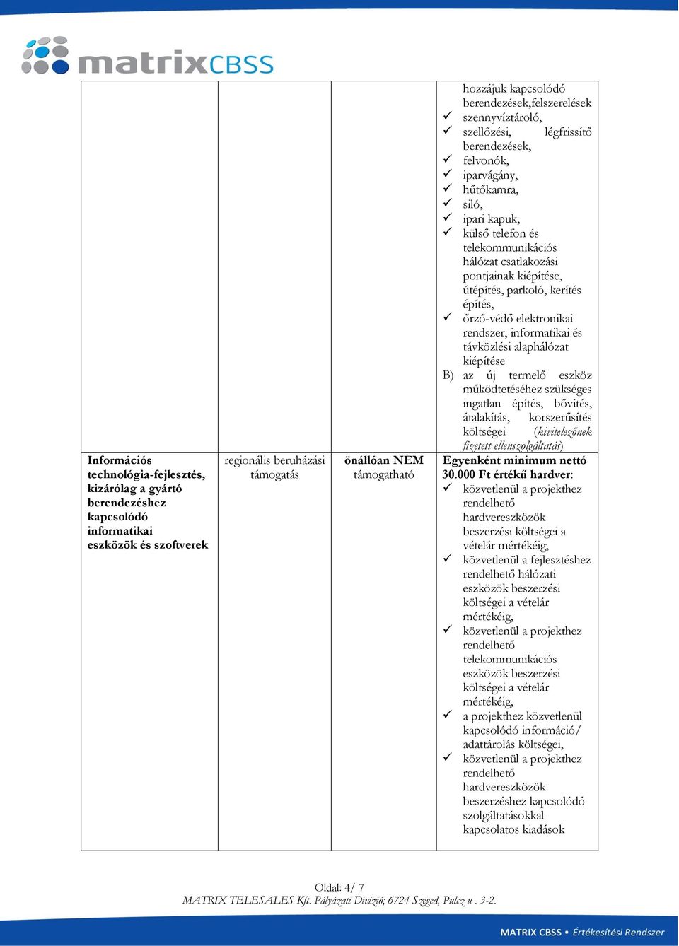 őrző-védő elektronikai rendszer, informatikai és távközlési alaphálózat kiépítése B) az új termelő eszköz működtetéséhez szükséges ingatlan építés, bővítés, átalakítás, korszerűsítés költségei