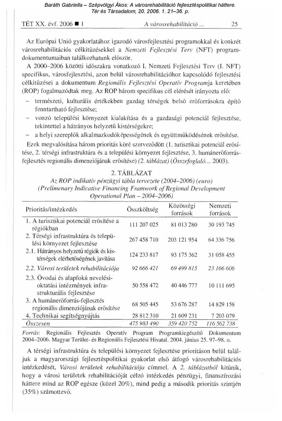 programdokumentumaiban találkozhatunk el őször. A 2000-2006 közötti id őszakra vonatkozó I. Nemzeti Fejlesztési Terv (I.