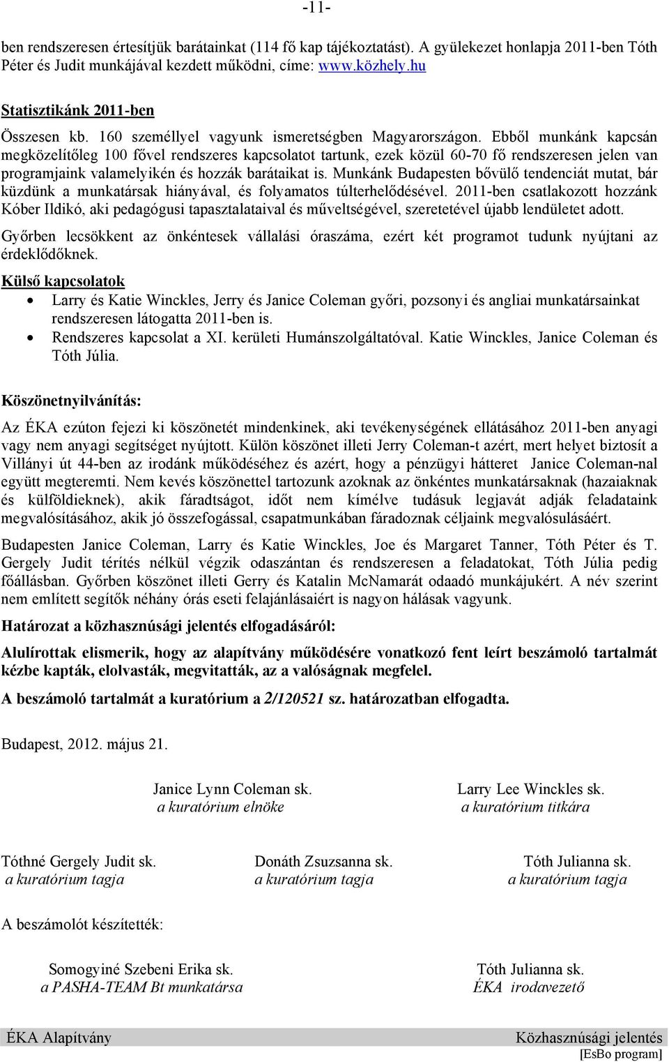 Ebből munkánk kapcsán megközelítőleg 100 fővel rendszeres kapcsolatot tartunk, ezek közül 60-70 fő rendszeresen jelen van programjaink valamelyikén és hozzák barátaikat is.