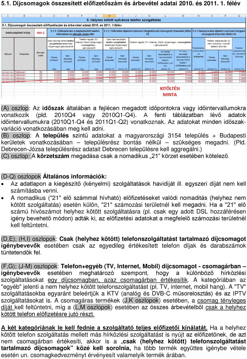 (B) oszlop: A település szintű adatokat a magyarországi 3154 település + Budapesti kerületek vonatkozásában településrész bontás nélkül szükséges megadni. (Pld.