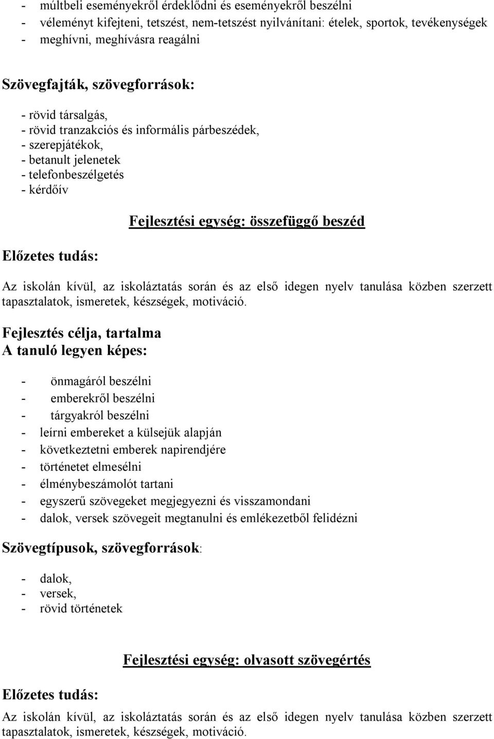 beszéd Az iskolán kívül, az iskoláztatás során és az első idegen nyelv tanulása közben szerzett tapasztalatok, ismeretek, készségek, motiváció.